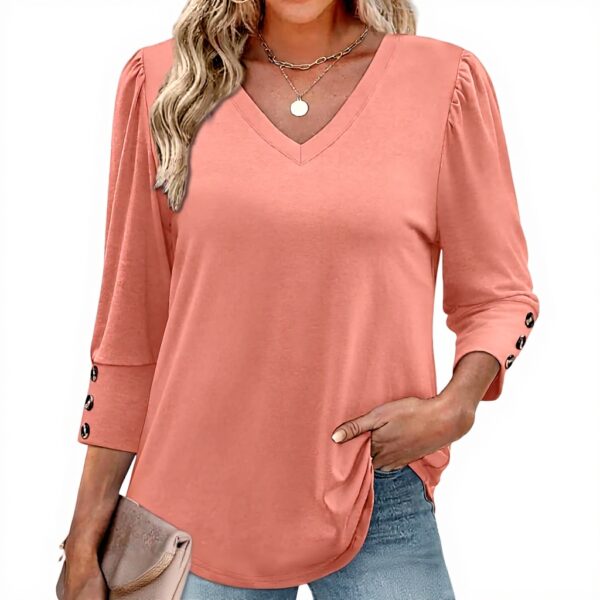 TOFOTL Damen Bluse 34 Arm V-Ausschnitt lockeres Oberteil