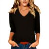 TOFOTL Bluse Damen 34 Arm V-Ausschnitt elegante Tunika
