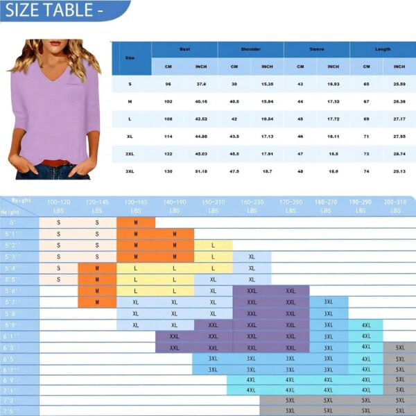 TOFOTL Bluse Damen 34 Arm V-Ausschnitt elegante Tunika