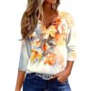 TOFOTL Bluse Damen 34 Arm V-Ausschnitt Hawaii Tunika