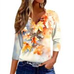 TOFOTL Bluse Damen 34 Arm V-Ausschnitt Hawaii Tunika