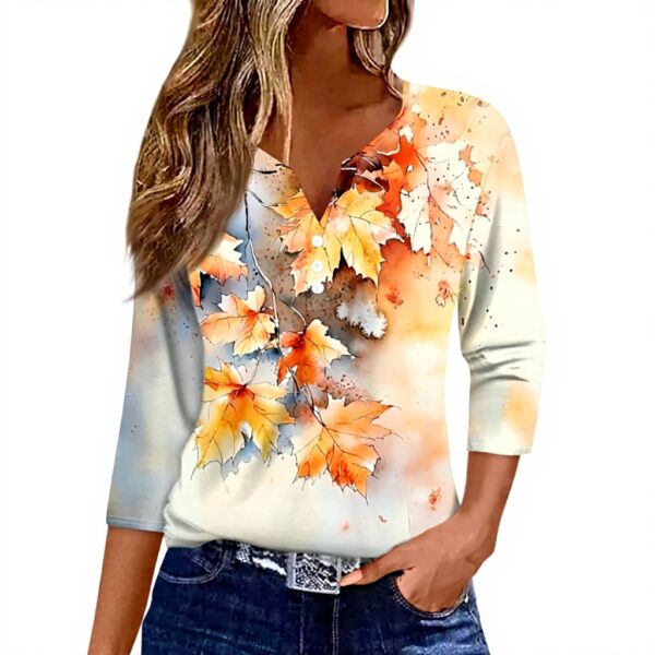 TOFOTL Bluse Damen 34 Arm V-Ausschnitt Hawaii Tunika