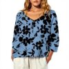 TOFOTL Bluse Damen 34 Arm V-Ausschnitt Hawaii Mode