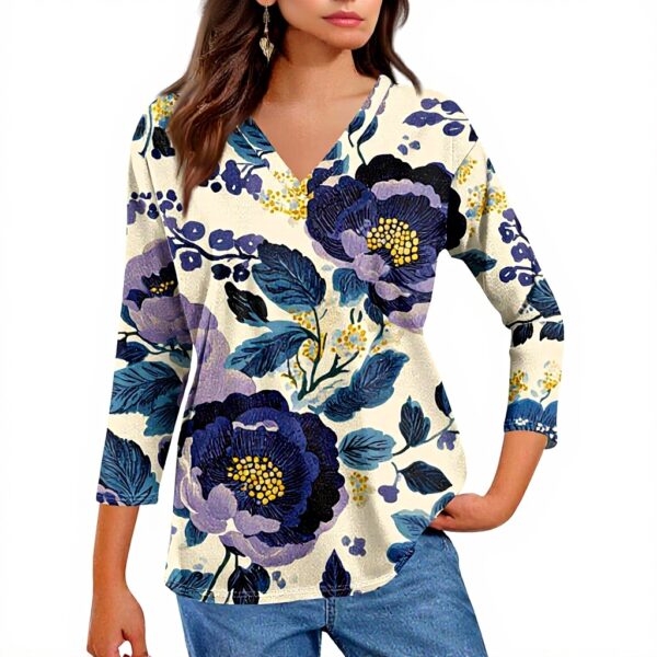 TOFOTL Shirt Damen 34 Arm V-Ausschnitt atmungsaktiv