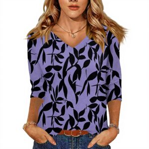 TOFOTL Bluse Damen 34 Arm V-Ausschnitt Tunika Casual