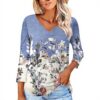 TOFOTL Bluse Damen 34 Arm V-Ausschnitt Sommermode Tunika