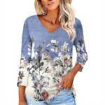 TOFOTL Bluse Damen 34 Arm V-Ausschnitt Sommermode Tunika