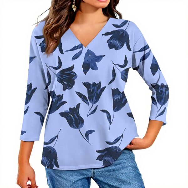 TOFOTL Damen Bluse 34 Arm V-Ausschnitt Sommer Tunika