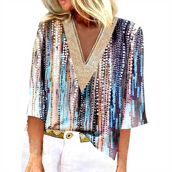 TOFOTL Bluse Damen 34 Arm V-Ausschnitt Old Money