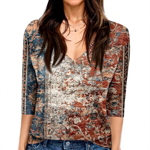 TOFOTL Bluse Damen 34 Arm V-Ausschnitt Sommermode Tunika