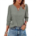 TOFOTL Bluse Damen V-Ausschnitt 34 Arm atmungsaktiv