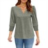 TOFOTL Bluse Damen V-Ausschnitt 34 Arm atmungsaktiv