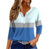 TOFOTL Damen Bluse 34 Arm V-Ausschnitt elegant leicht