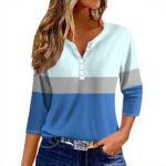 TOFOTL Damen Bluse 34 Arm V-Ausschnitt elegant leicht