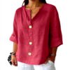 TOFOTL Hawaii Tunika Damen 34 Arm V-Ausschnitt Bluse