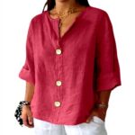 TOFOTL Hawaii Tunika Damen 34 Arm V-Ausschnitt Bluse