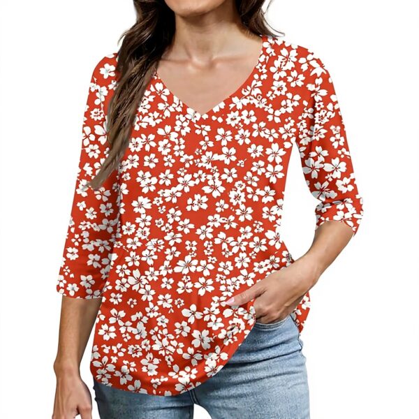 TOFOTL Bluse Damen 34 Arm V-Ausschnitt lässig atmungsaktiv
