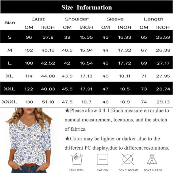 TOFOTL Damen Tunika 34 Arm V-Ausschnitt atmungsaktiv