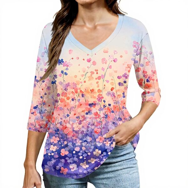 TOFOTL Damen Tunika 34 Arm V-Ausschnitt atmungsaktiv