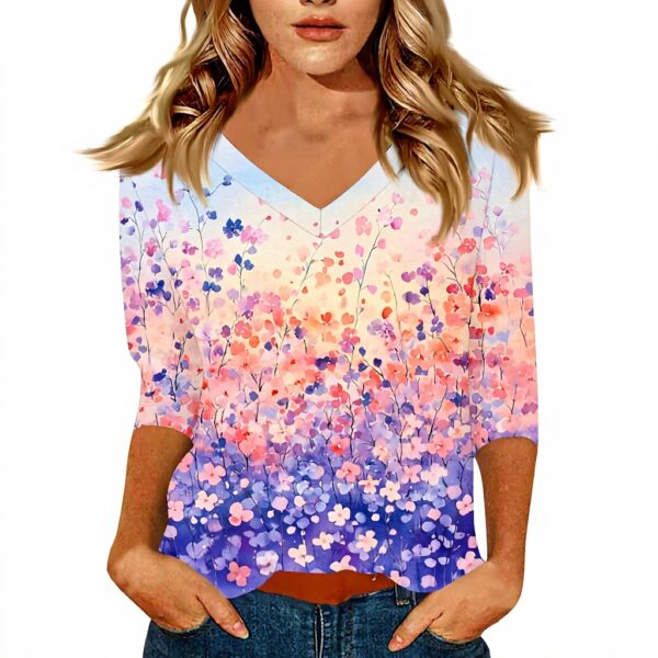 TOFOTL Damen Tunika 34 Arm V-Ausschnitt atmungsaktiv