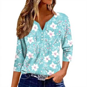 TOFOTL Damen Tunika 34 Arm V-Ausschnitt Sommer Fashion