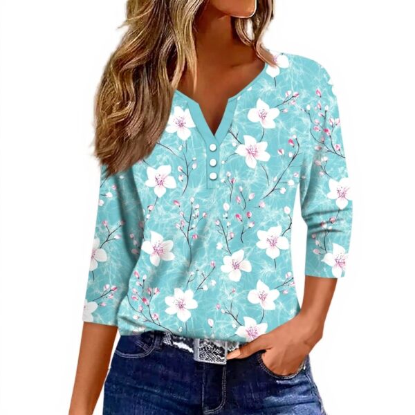 TOFOTL Damen Tunika 34 Arm V-Ausschnitt Sommer Fashion