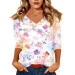 TOFOTL Bluse Damen 34 Arm V-Ausschnitt Sommer atmungsaktiv