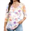 TOFOTL Bluse Damen 34 Arm V-Ausschnitt Sommer atmungsaktiv