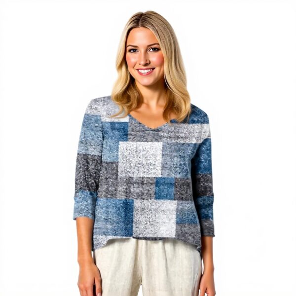 TOFOTL Damen Shirt 34 Arm V-Ausschnitt Sommer Tunika