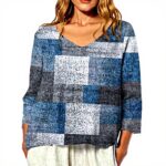 TOFOTL Damen Shirt 34 Arm V-Ausschnitt Sommer Tunika