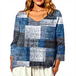 TOFOTL Damen Shirt 34 Arm V-Ausschnitt Sommer Tunika