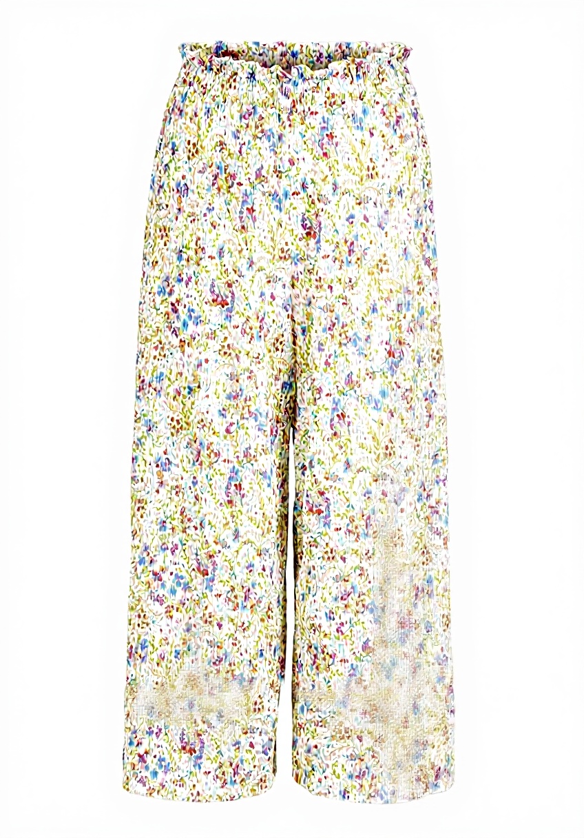 RICH ROYAL bedruckte Crinkle-Hose in Beige, Größe XS, von vorne