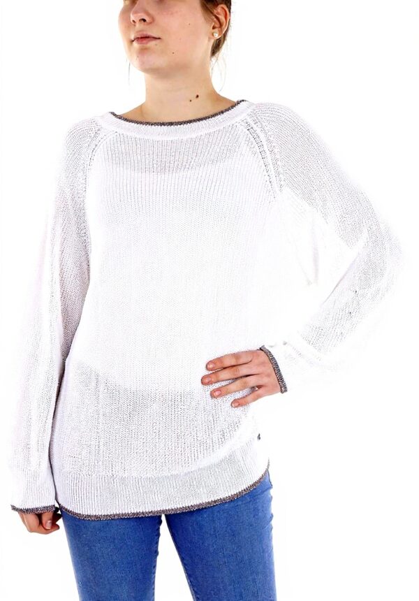 Rich Royal Pullover Damen Langarm Perlmuttweiß Größe L