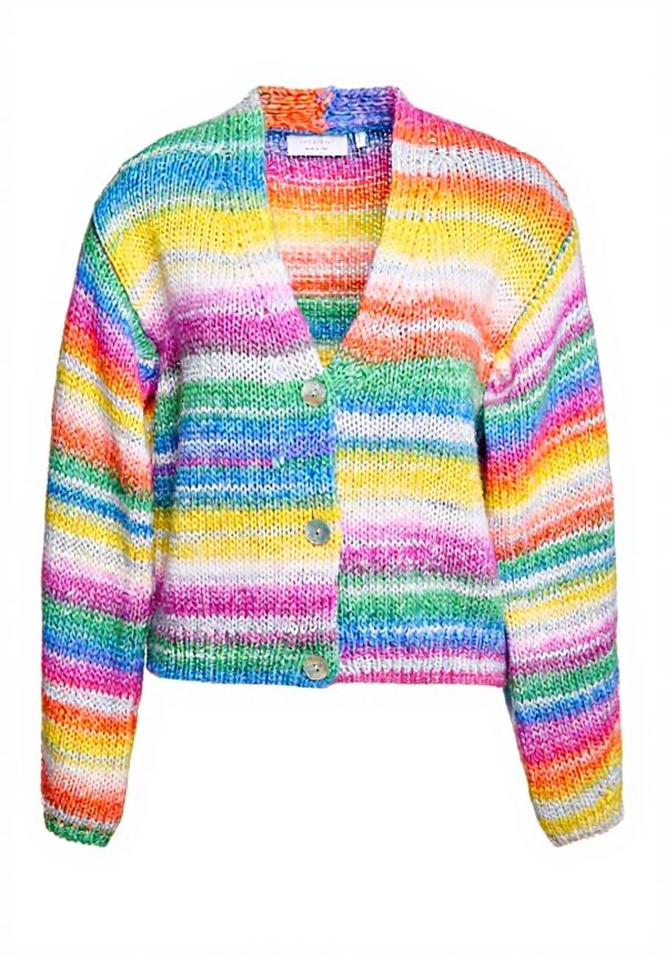 Strickjacke Damen Rich Royal V-Ausschnitt multicolor M