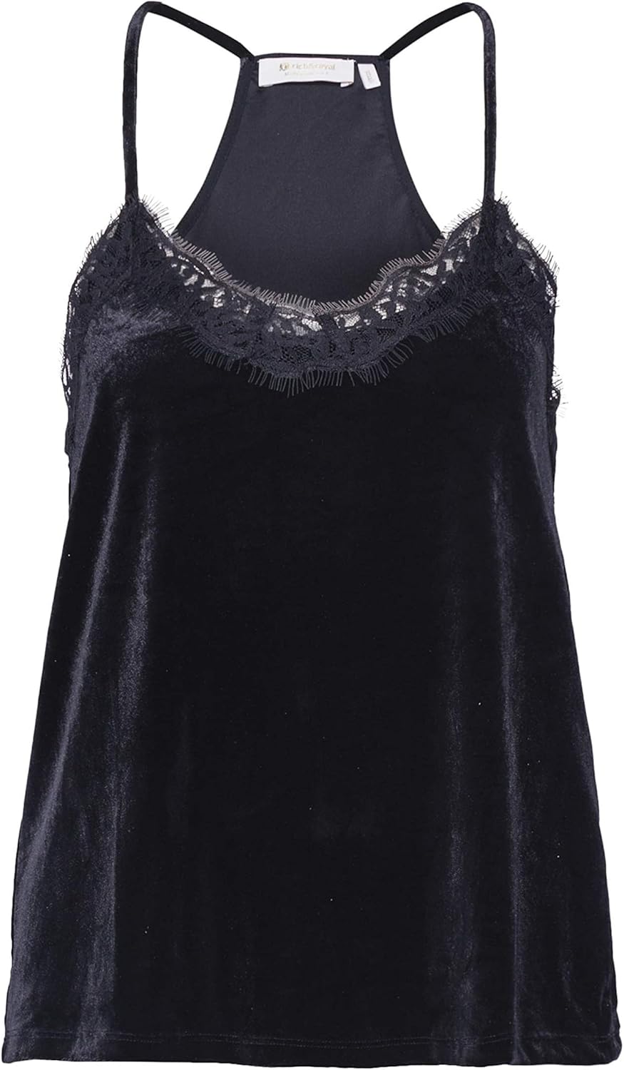 Rich Royal Damen Top schwarz M von vorne auf einem Kleiderbügel
