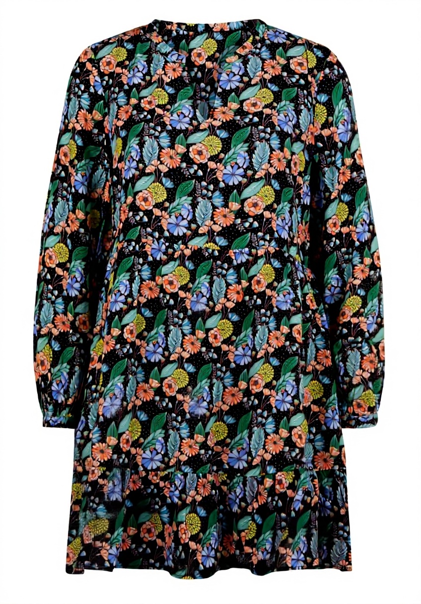 Rich Royal Kleid mit floraler Musterung in Schwarz getragen im Freizeitlook