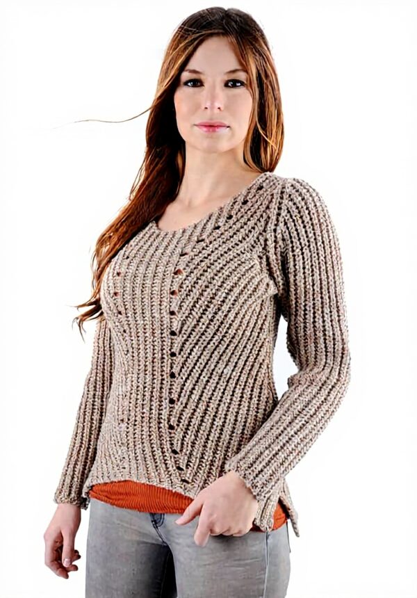 rich&royal Damen Pullover Gr. L taupe Merinowolle