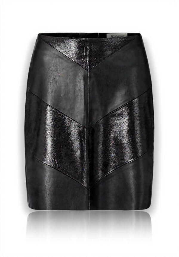 rich&royal Damen Rock Fake Leather A-Silhouette Schwarz