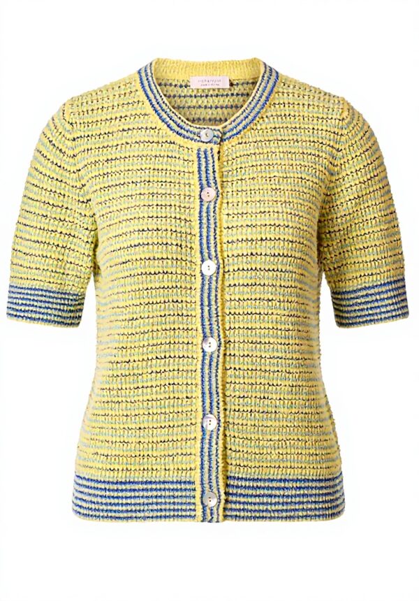Strickjacke Damen rich&royal gestreift Frottier Vanille