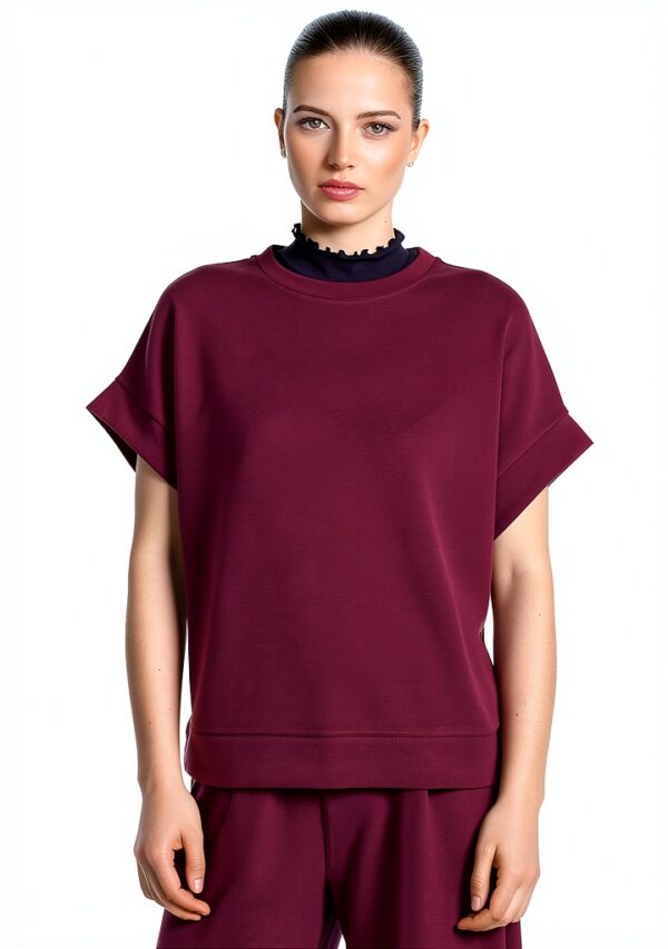 RICHROYAL Damen T-Shirt Oversized Soft Bordeaux-1