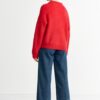 RICHROYAL Strickpullover V-Ausschnitt Mohair Wolle Rot M-4