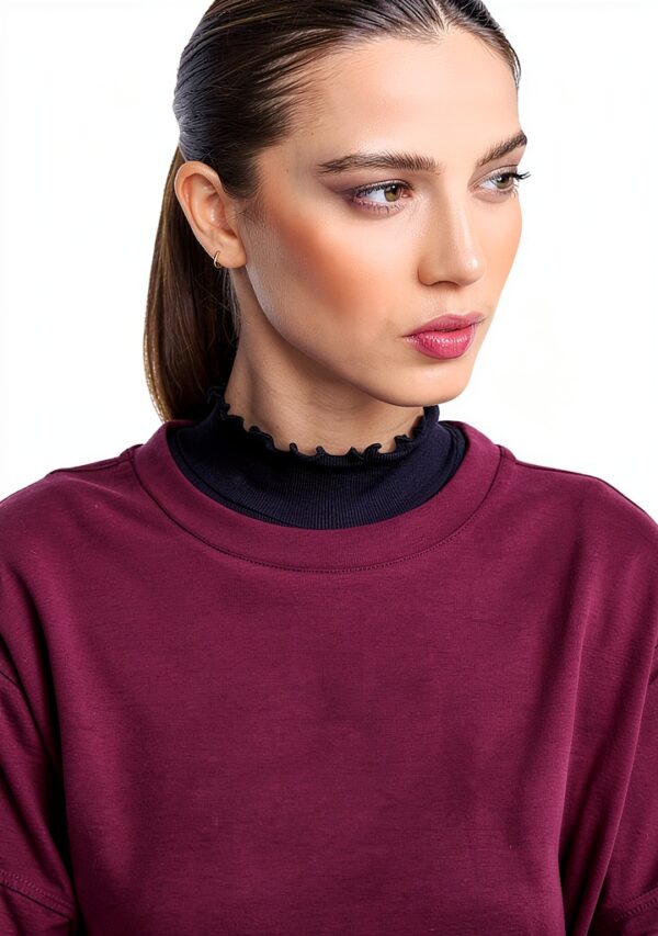 RICHROYAL Damen T-Shirt Oversized Soft Bordeaux-3