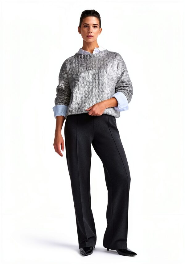 Damen Pullover Rich&Royal Kastiger Schnitt Metal Foil-5