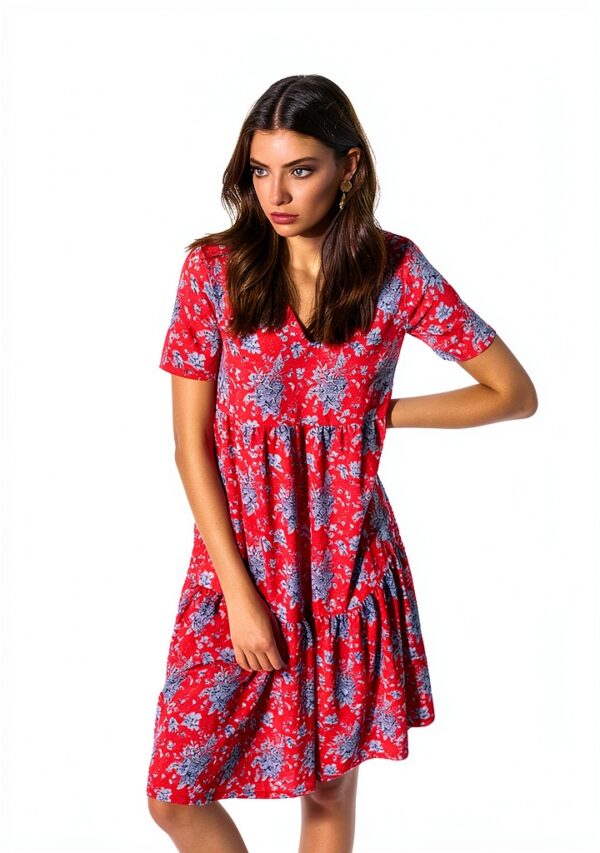 Damenkleid rich&royal Kurzarm Schößchen Rot Sommer-2