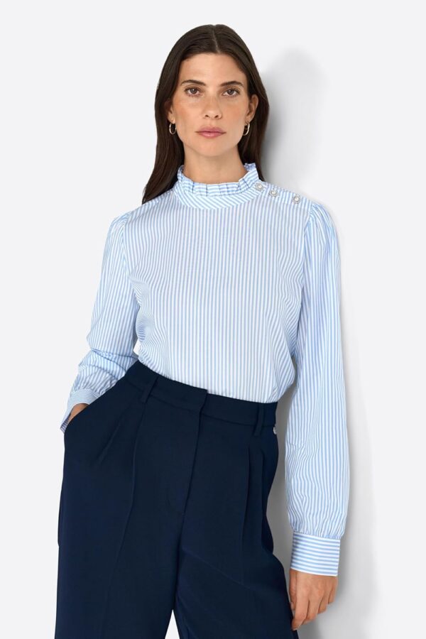 Damen Bluse Rich Royal Rüschen Streifen Skyway Blue-3