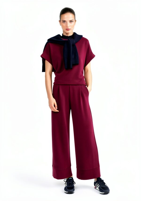 RICHROYAL Damen T-Shirt Oversized Soft Bordeaux-4
