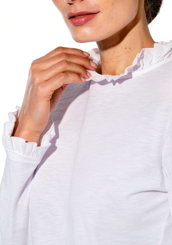 Rich Royal Damen Langarm Shirt Crew Neck Knopfverschluss-3