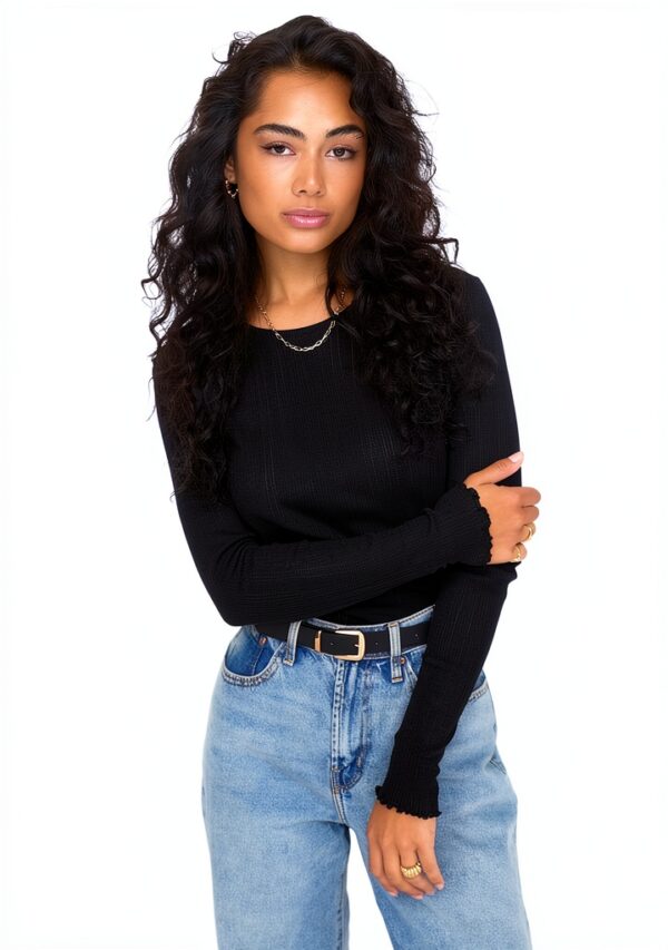 Bestseller Damen Langarm Top atmungsaktives Material-6