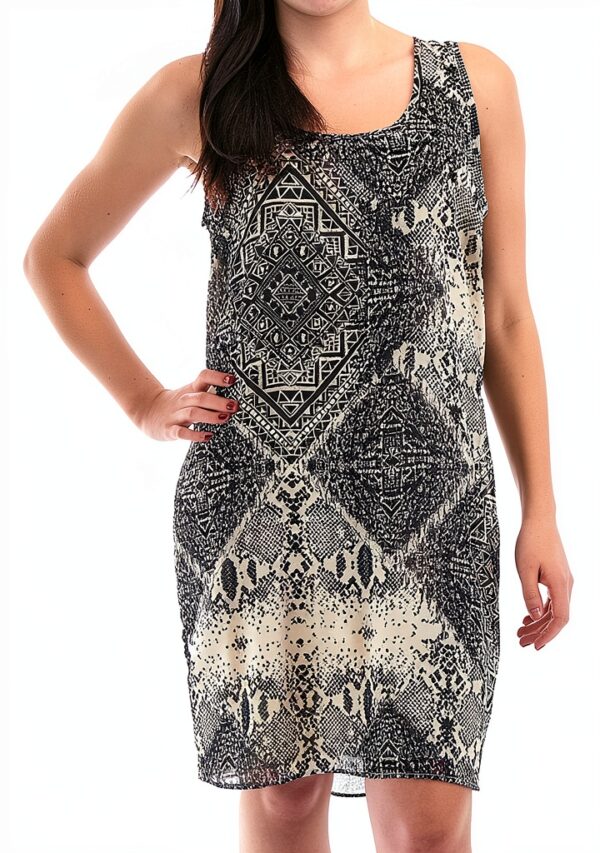 Rich Royal Kleid Damen Leinen Rundhals Freizeit Schwarz