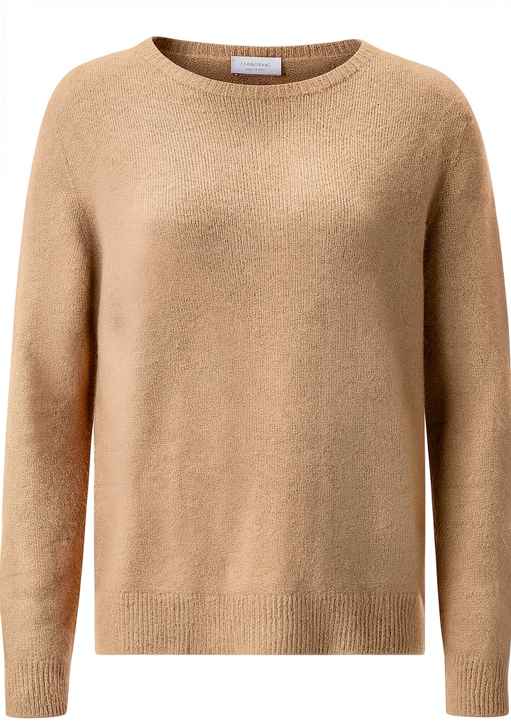 Rich Royal Damen Strickpullover COZY CREW NECK in Sandfarbe an einer Modellpuppe